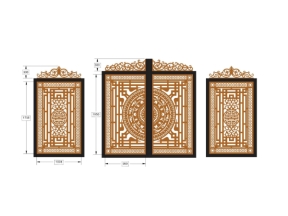 File cnc thiết kế cổng 2 cánh chính phụ cổng chùa