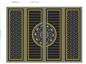 File cnc thiết kế cổng 4 cánh bông tuyết trống âm