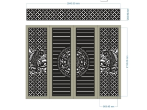 File cnc thiết kế cổng 4 cánh cá chép trống đồng