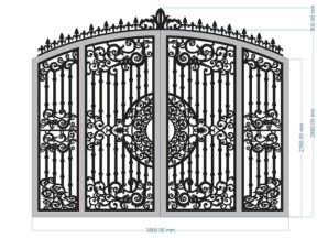 File cnc thiết kế cổng 4 cánh có vòm