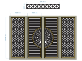 File cnc thiết kế cổng 4 cánh file cad đẹp