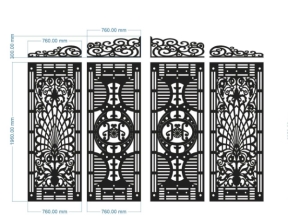 File cnc thiết kế cổng 4 cánh file cad đẹp nhất