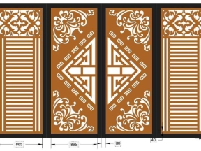 File cnc thiết kế cổng 4 cánh hoa văn