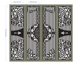 File cnc thiết kế cổng 4 cánh hoa văn mới nhất