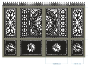 File cnc thiết kế cổng 4 cánh phúc lộc bản vẽ dxf