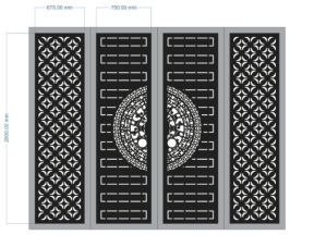 File cnc thiết kế cổng 4 cánh trống đồng bông tuyết mới