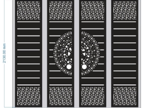 File cnc thiết kế cổng 4 cánh trống đồng có lỗ xỏ tay