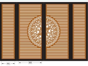File cnc thiết kế cổng 4 cánh trống đồng đơn giản