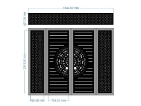 File cnc thiết kế cổng 4 cánh trống đồng mới, có ô thoáng
