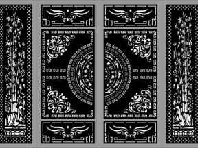 File cnc thiết kế cổng 4 cánh trúc và hoa văn