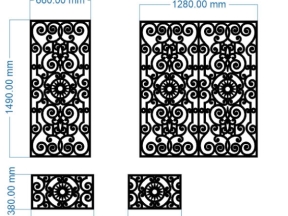 File cnc thiết kế hàng rào 5 kích thước xây dựng dxf