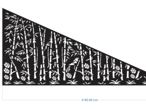 File cnc vách ngăn cầu thang mẫu họa tiết cây trúc đẹp