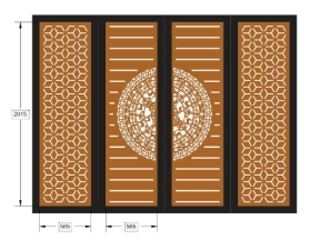 File cổng 4 cánh trống đồng dxf đẹp