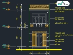 File dwg (dwg) hồ sơ mẫu nhà phố 2 tầng 4x18m