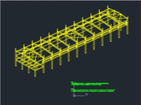 File kết cấu nhà kho kích thước 15x66m (CAD + triển khai Tekla structure)