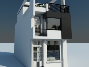 File kiến trúc cơ bản và file phối cảnh mẫu nhà phố 3 tầng 5x15.2m 