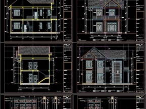 File kiến trúc mẫu biệt thự mái thái 2 tầng diện tích 9x14m
