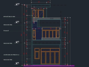 File kiến trúc mẫu nhà phố 2 tầng 5x20m