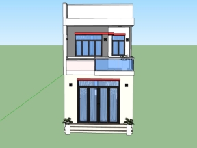 File mẫu nhà phố 2 tầng sang trọng 5x13.5 dựng model sketchup 