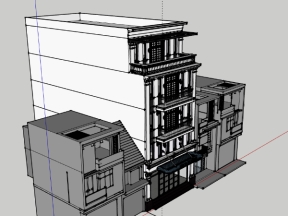 File mẫu nhà phố 5 tầng kích thước xây dựng 8x17.7m dựng model 3d .skp