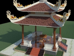 File revit 2009 file bản vẽ chòi nghỉ tứ giác 2 tầng mái