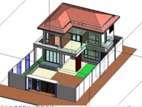 File revit biệt thự nhà vườn 2 tầng