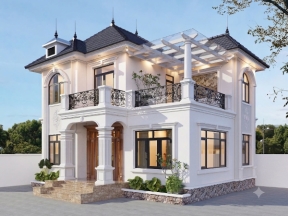 File revit kiến trúc biệt thự 2 tầng tân cổ điển 9.2x13.1m