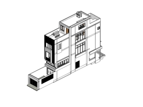 File revit kiến trúc nhà ở phố 4 tầng diện tích xây dựng 4.2x18m