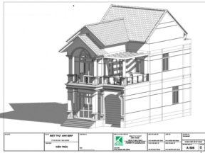 File revit mẫu biệt thự 2 tầng diện tích 6.7x14.8m
