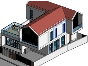 File revit mẫu biệt thự 2 tầng diện tích xây dựng 13x16m