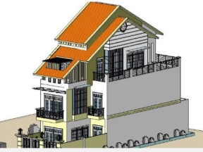 File revit mẫu biệt thự 3 tầng 6x16m