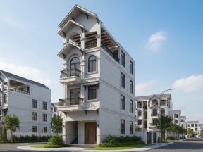 File revit mẫu nhà 3 tầng 1 tum mái Thái 5x16m pha chút tân cổ