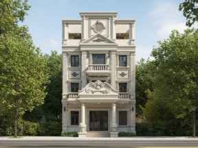 File revit mẫu nhà phố 3 tầng 1 tum 9x17m phong cách tân cổ điển