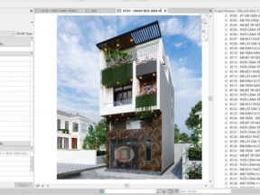 File revit mẫu nhà phố 3 tầng 6x11.4m