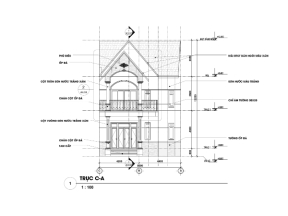 File revit nhà 2 tầng mái thái nở hậu 8.6x23.2m