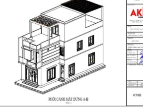 File revit nhà biệt thự 3 tầng kích thước xây dựng 6x15.5m