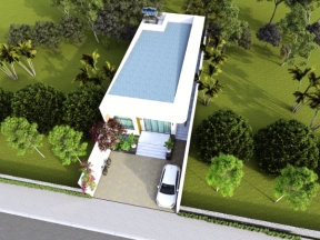 File revit nhà cấp 4 kích tước 6.8x16.1m style trẻ trung và hiện đại 2025