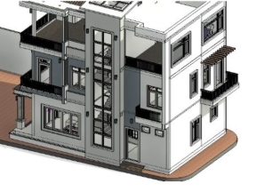 File revit nhà ở 3 tầng 8x13.5m kiến trúc và kết cấu