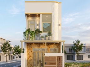 File revit phương án kiến trúc nhà dân 2 tầng đẹp cao cấp kt 4.5x21m