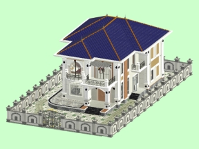 File Revit tham khảo Biệt thự tân cổ điển 8,8x15,6