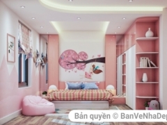 File Shetchup thiết kế phòng ngủ màu hồng thơ mộng 