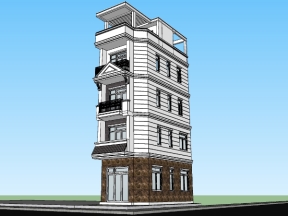 File sketchup 2020 dựng mẫu nhà phố 5 tầng 4.2x8.3m
