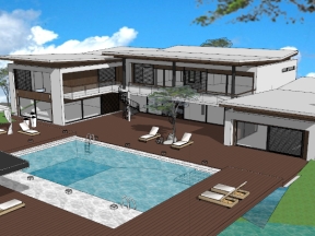 File sketchup biệt thự 2 tầng bể bơi miễn phí đẹp mắt