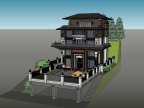 File sketchup biệt thự 5 tầng phong cách trung