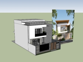 File sketchup mẫu biệt thự 2 tầng 10x15.5m