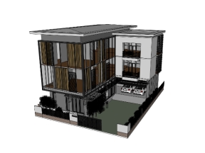 File sketchup mẫu biệt thự 3 tầng 13x17.7m