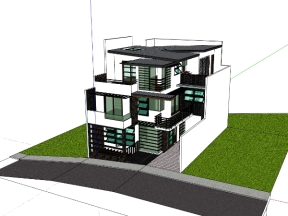 File sketchup mẫu biệt thự 3 tầng 9.15x13m