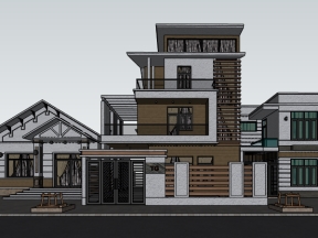 File sketchup mẫu biệt thự 3 tầng 9x12.6m