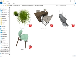 File sketchup mẫu model bàn ghế chậu cây đẹp