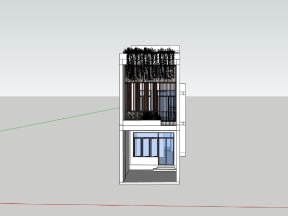 File sketchup mẫu nhà phố 2 tầng 4.5x21.8m